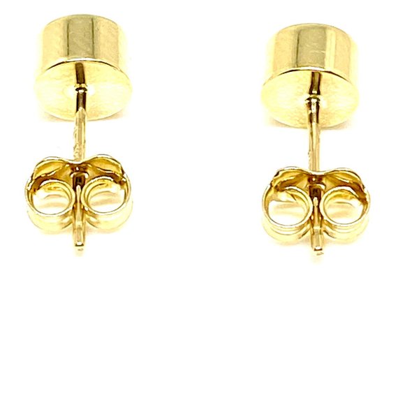 14K YELLOW GOLD 6MM STUD CYLINDER EARRINGS - Picture 4 of 6
